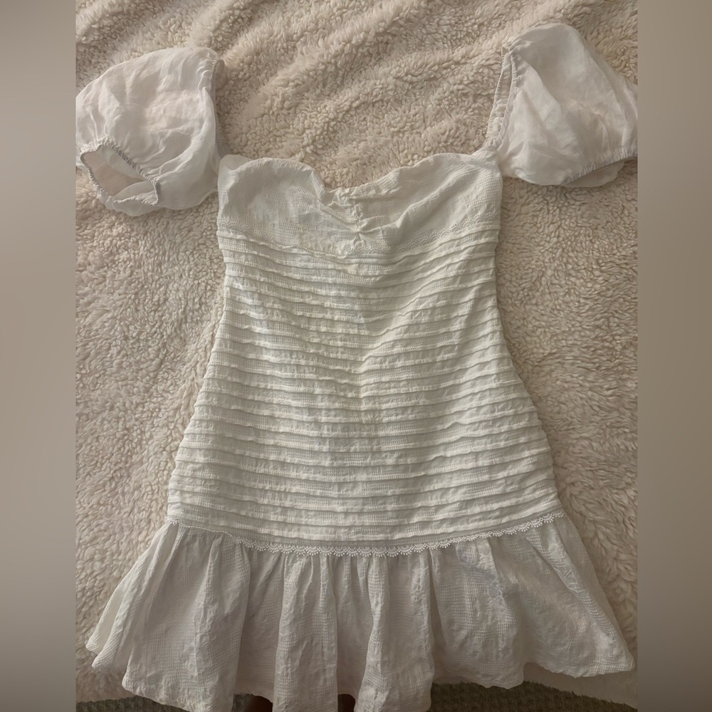 Hello Molly White Puff Sleeve Dress